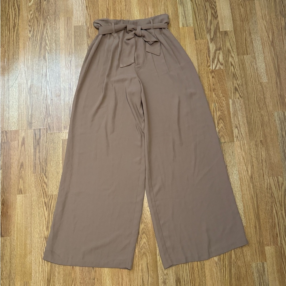 Forever 21 Taupe Paperbag Wide-Leg Pants
